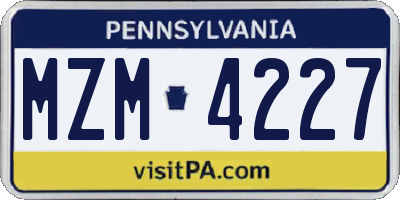 PA license plate MZM4227