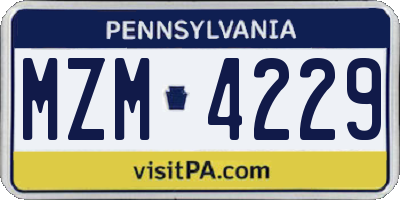 PA license plate MZM4229