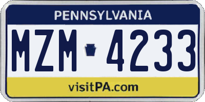 PA license plate MZM4233