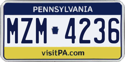 PA license plate MZM4236
