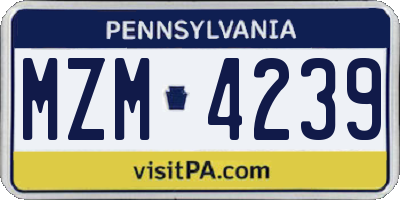 PA license plate MZM4239