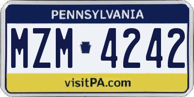 PA license plate MZM4242