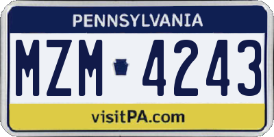 PA license plate MZM4243