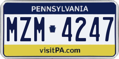 PA license plate MZM4247