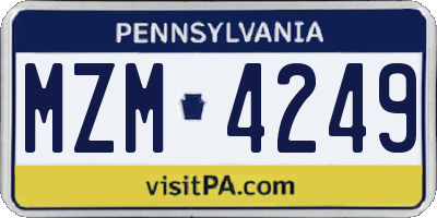 PA license plate MZM4249