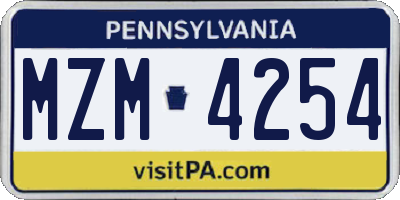PA license plate MZM4254