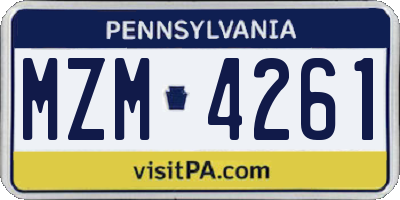 PA license plate MZM4261