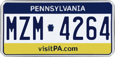 PA license plate MZM4264