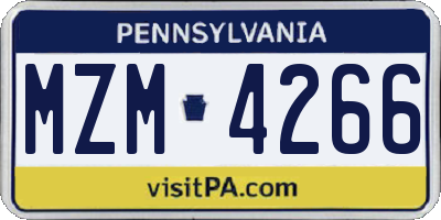 PA license plate MZM4266
