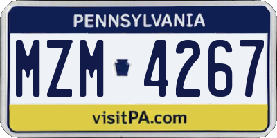 PA license plate MZM4267