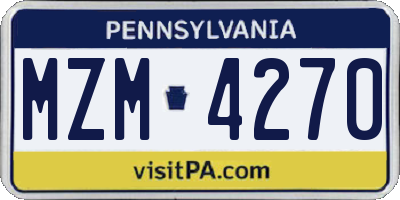PA license plate MZM4270