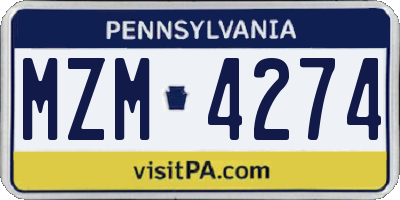 PA license plate MZM4274
