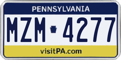 PA license plate MZM4277