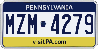 PA license plate MZM4279