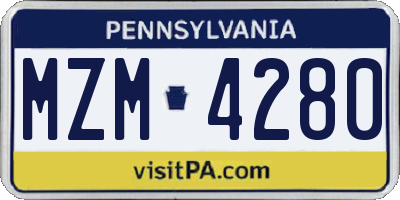 PA license plate MZM4280