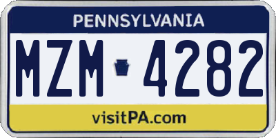 PA license plate MZM4282
