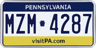 PA license plate MZM4287