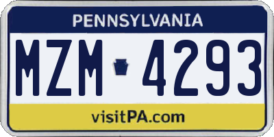 PA license plate MZM4293