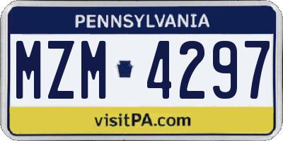 PA license plate MZM4297