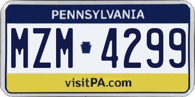 PA license plate MZM4299
