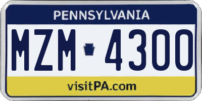 PA license plate MZM4300