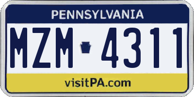 PA license plate MZM4311