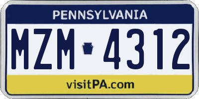 PA license plate MZM4312