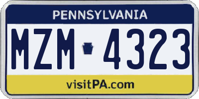 PA license plate MZM4323
