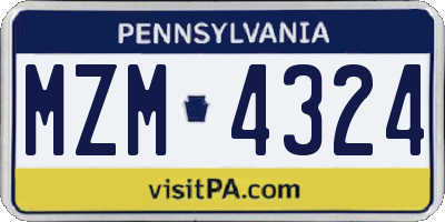 PA license plate MZM4324