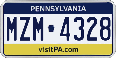 PA license plate MZM4328