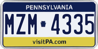 PA license plate MZM4335