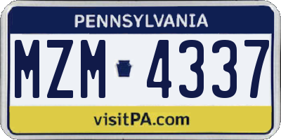 PA license plate MZM4337