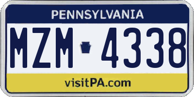 PA license plate MZM4338