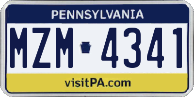 PA license plate MZM4341