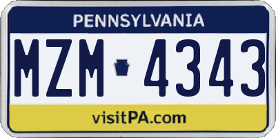 PA license plate MZM4343