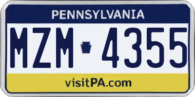 PA license plate MZM4355