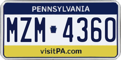 PA license plate MZM4360