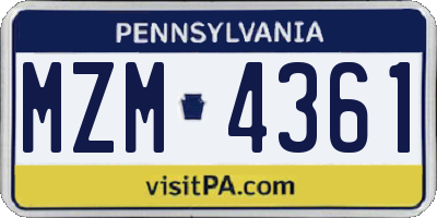 PA license plate MZM4361