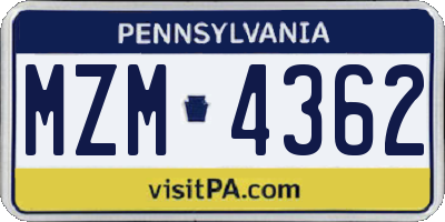 PA license plate MZM4362