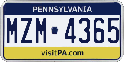 PA license plate MZM4365