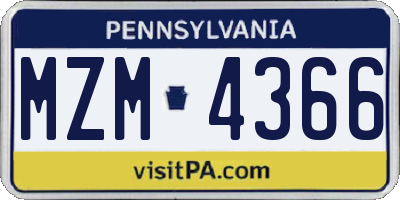 PA license plate MZM4366