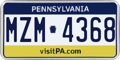 PA license plate MZM4368