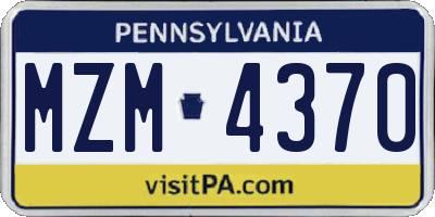 PA license plate MZM4370