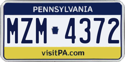 PA license plate MZM4372