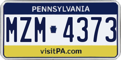 PA license plate MZM4373