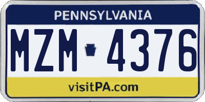 PA license plate MZM4376