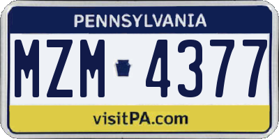PA license plate MZM4377
