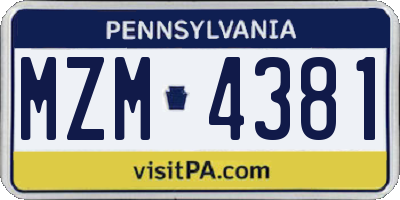 PA license plate MZM4381
