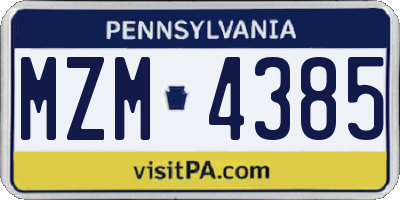 PA license plate MZM4385