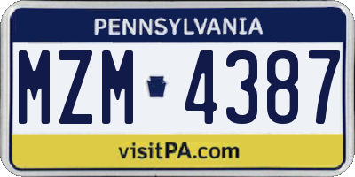 PA license plate MZM4387